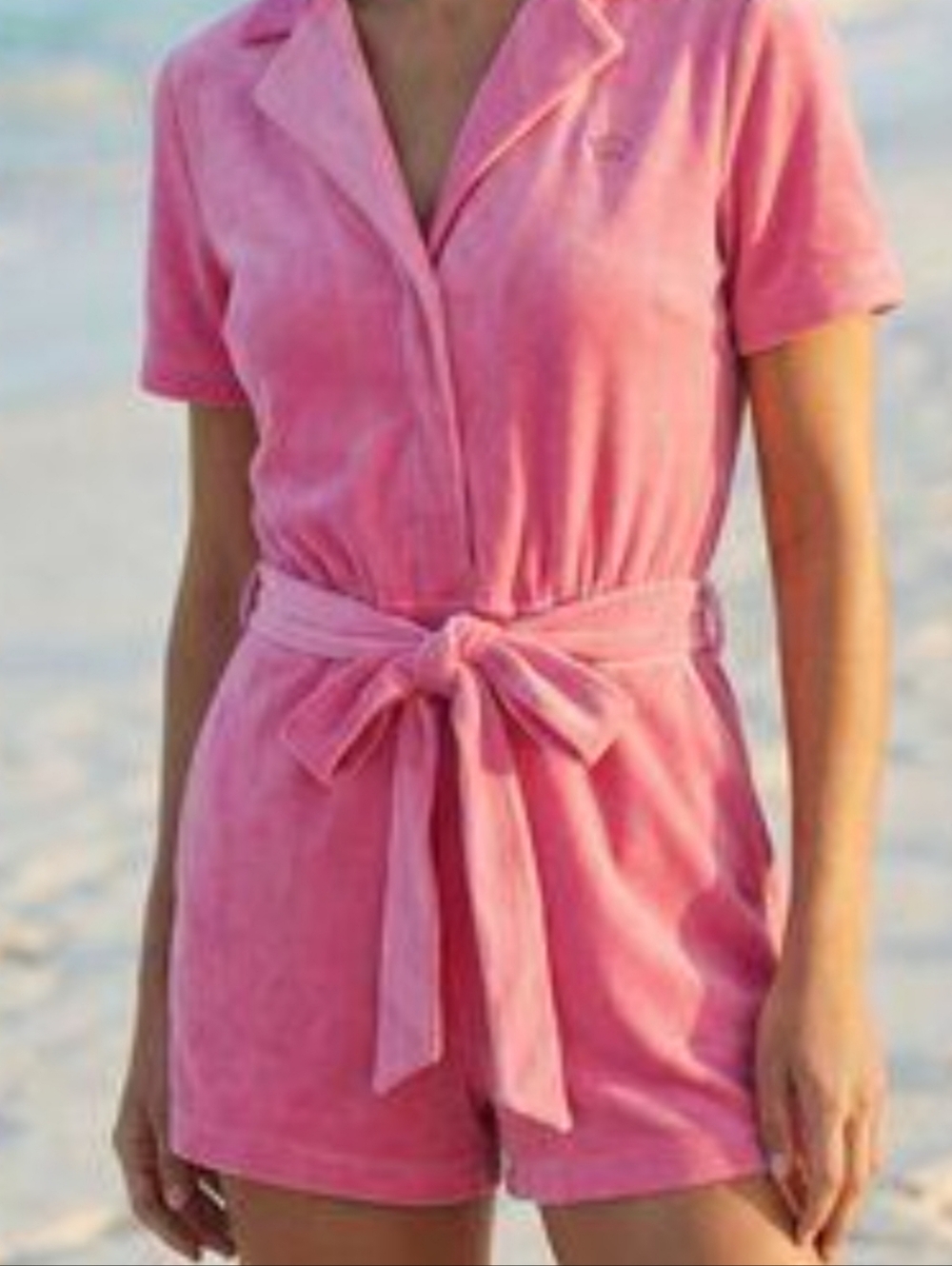 Juicy Couture Pink Polo Romper with Tie Waist